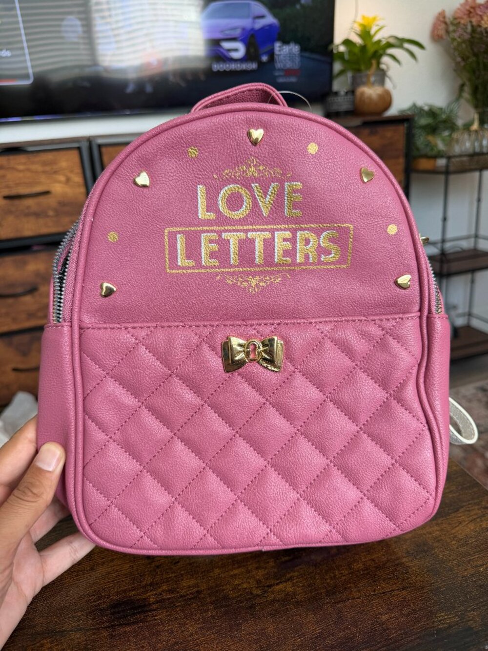 Betsey Johnson Pink Love Letters Backpack with White Envelope Wristlet